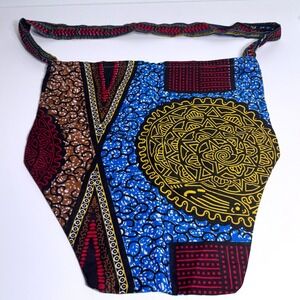 African Market Cotton Art Wax Print Tote Shoulder Bag Ethnic Boho Global Tribal